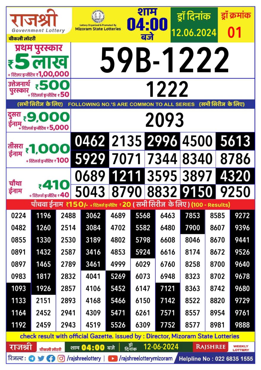 Lottery Result Today June 12, 2024