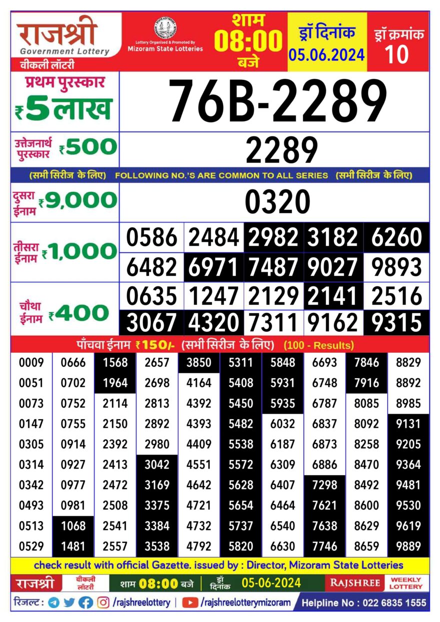 Lottery Result Today June 5, 2024