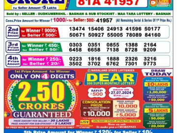 Lottery Result Today July 27, 2024