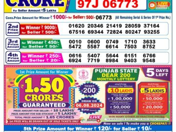 Lottery Result Today August 1, 2024