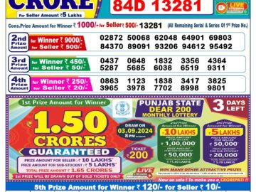 Lottery Result Today August 31, 2024