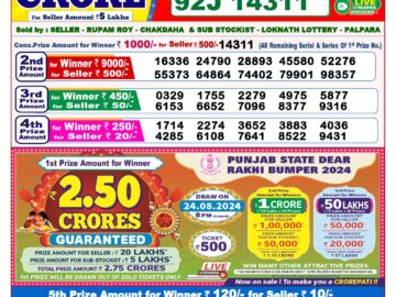 Lottery Result Today August 12, 2024