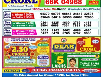 Lottery Result Today August 11, 2024