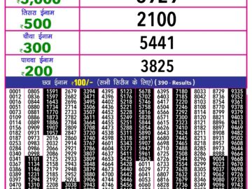 Lottery Result Today August 30, 2024