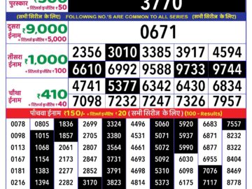 Lottery Result Today August 9, 2024