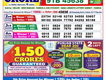 Lottery Result Today September 1, 2024