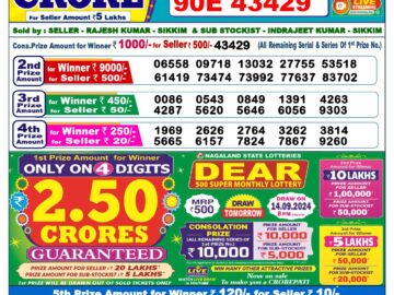 Lottery Result Today September 13, 2024