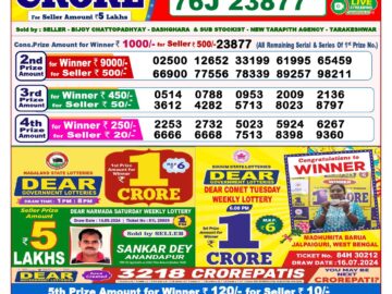 Lottery Result Today September 20, 2024