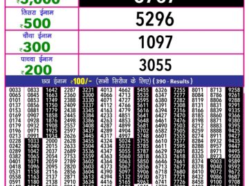 Lottery Result Today September 20, 2024