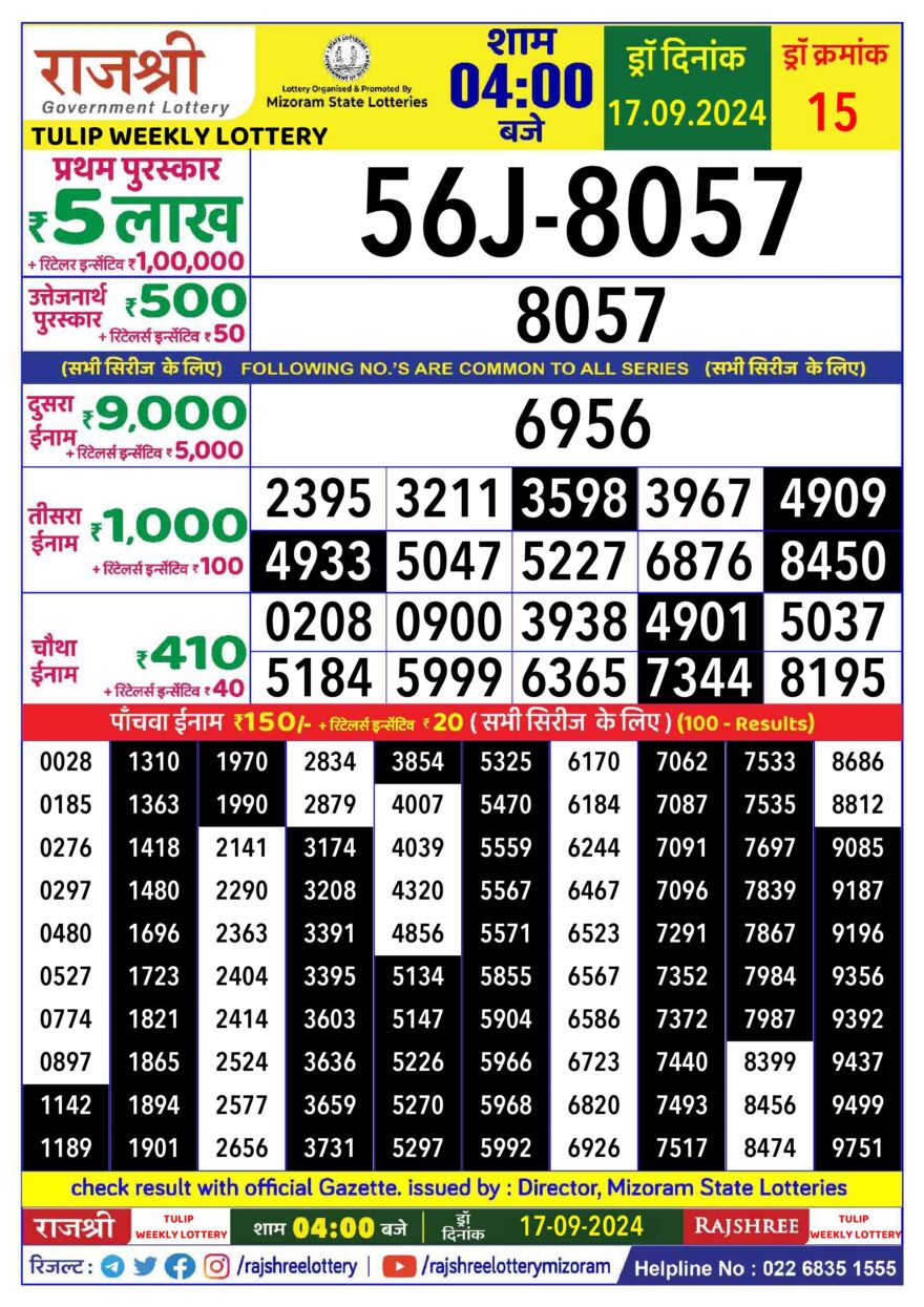 Lottery Result Today September 17, 2024