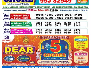 Lottery Result Today October 9, 2024