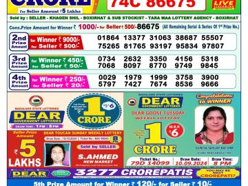 Lottery Result Today October 19, 2024