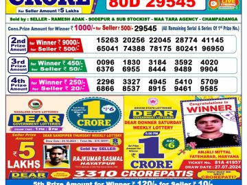 Lottery Result Today November 1, 2024