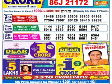 Lottery Result Today November 3, 2024