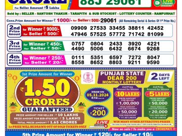 Lottery Result Today November 3, 2024