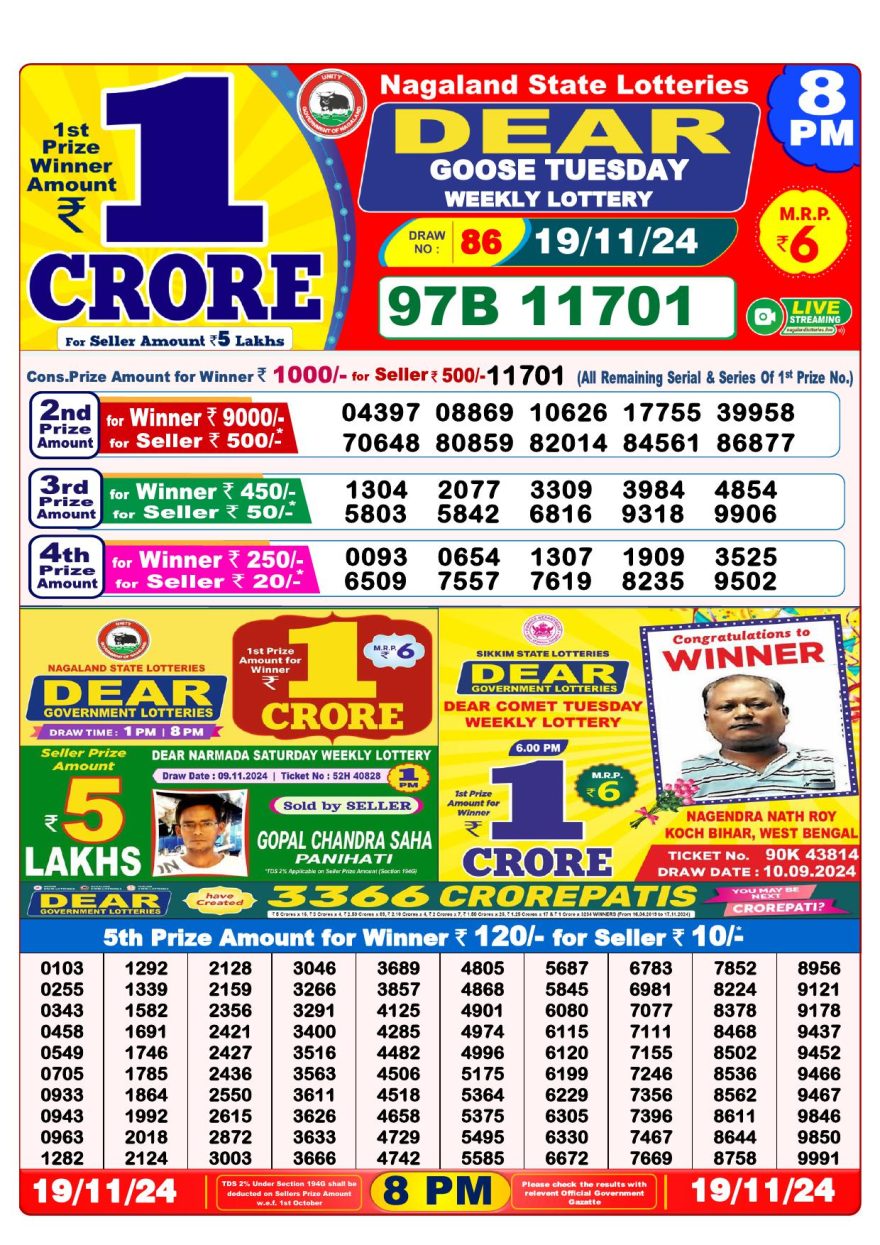 Lottery Result Today November 19, 2024