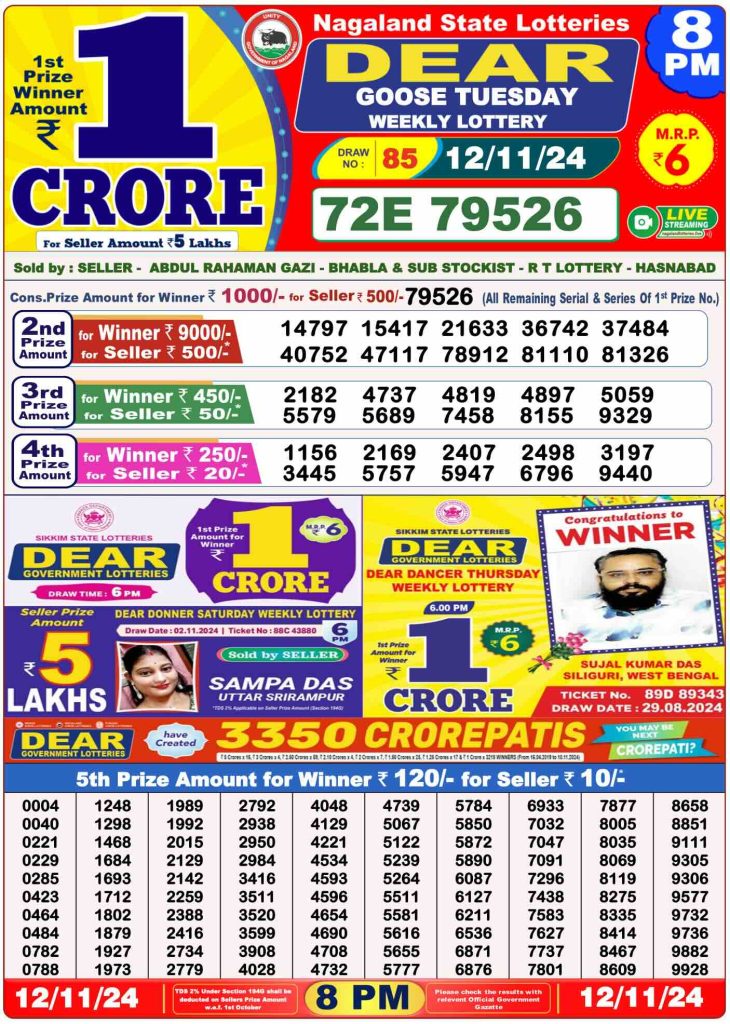 Lottery Result Today November 12, 2024