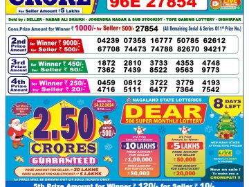 Lottery Result Today December 6, 2024