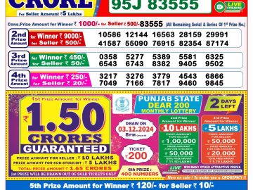 Lottery Result Today December 1, 2024