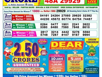 Lottery Result Today December 13, 2024