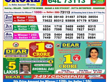 Lottery Result Today January 18, 2025