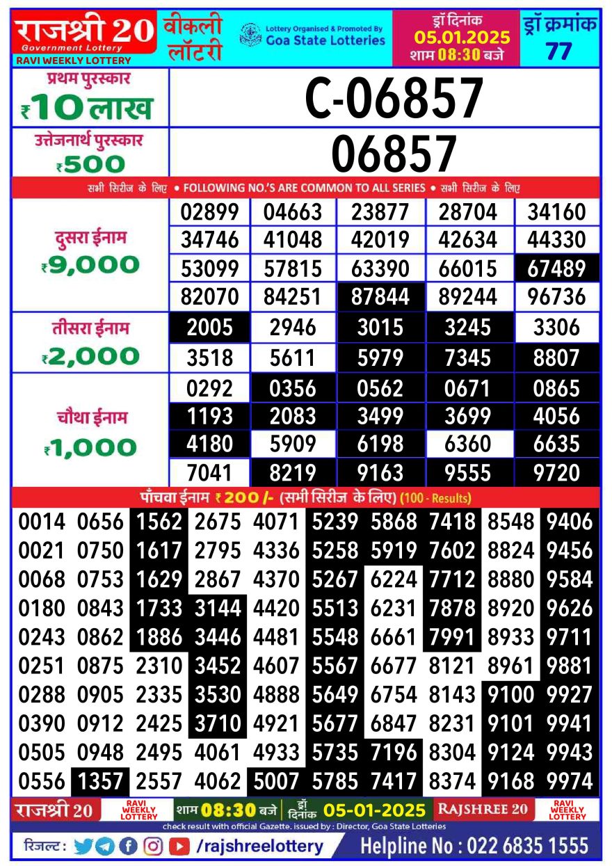 Lottery Result Today January 5, 2025