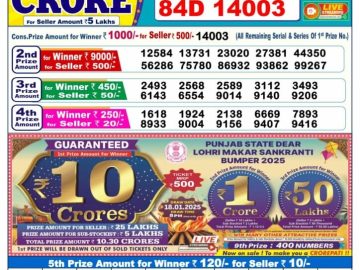 Lottery Result Today January 11, 2025