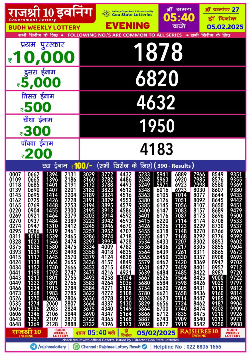 Lottery Result Today February 5, 2025