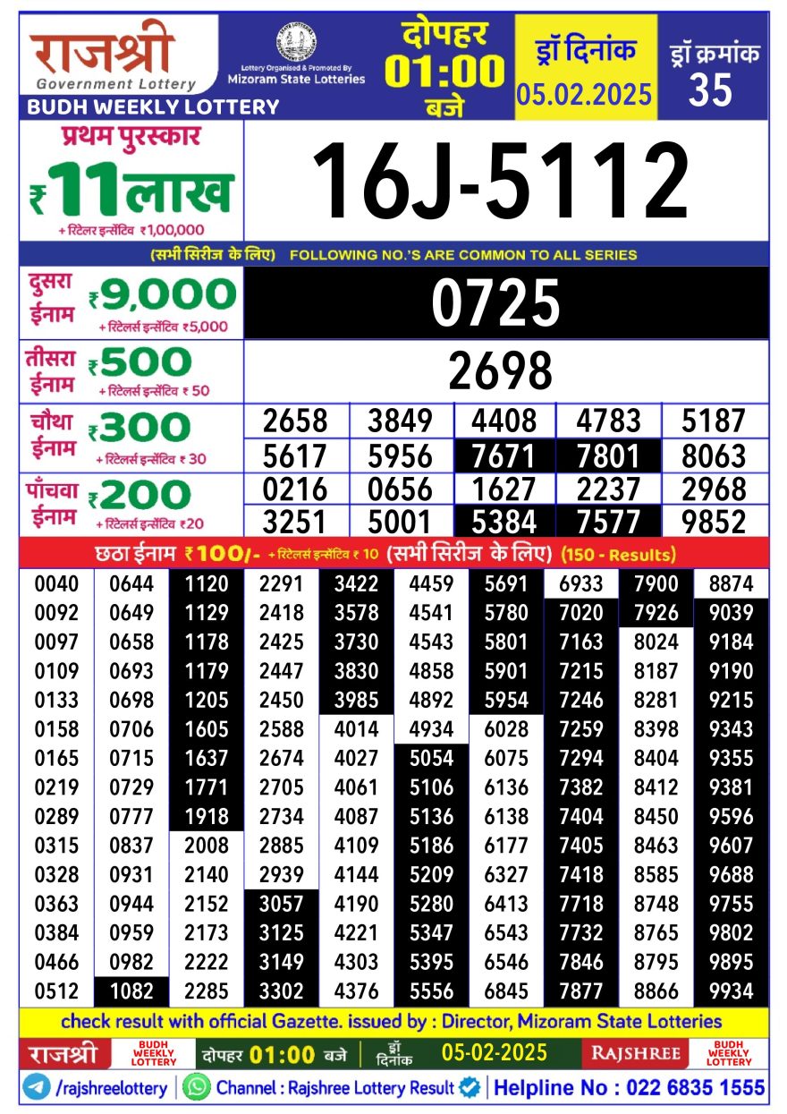 Lottery Result Today February 5, 2025