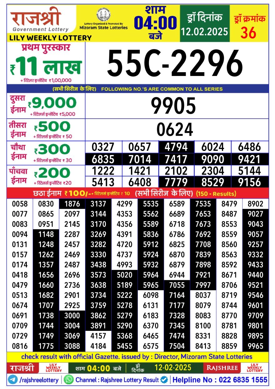 Lottery Result Today February 12, 2025