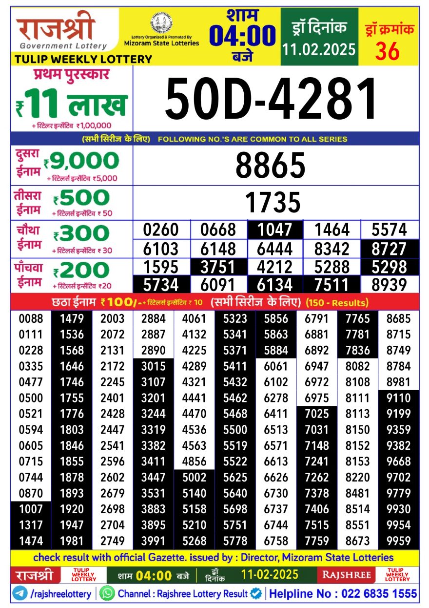 Lottery Result Today February 11, 2025